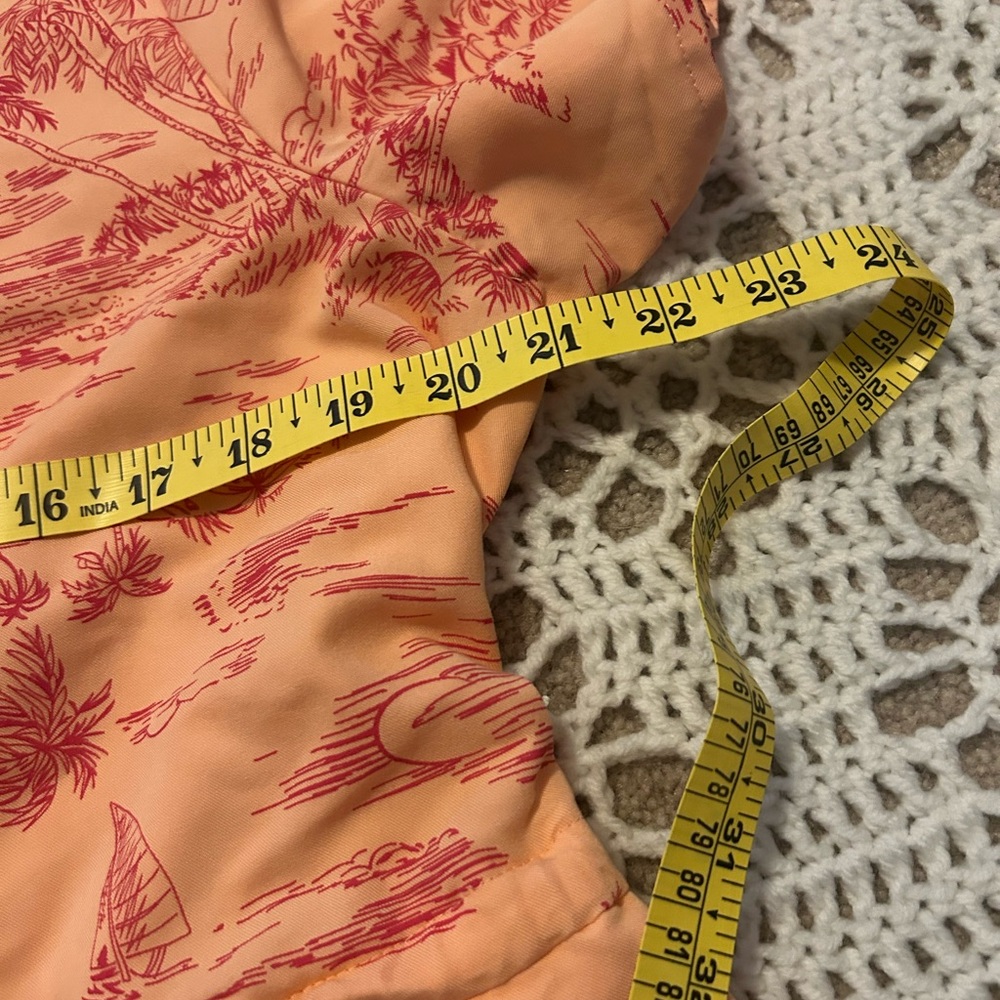 Lands End Women’s Large Tropical Theme Dress  Button Drawstring Modest Pink - Picture 9 of 11